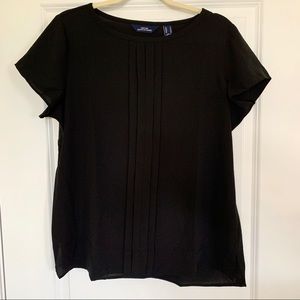 Lands End Popover Short Sleeve Flutter Blouse